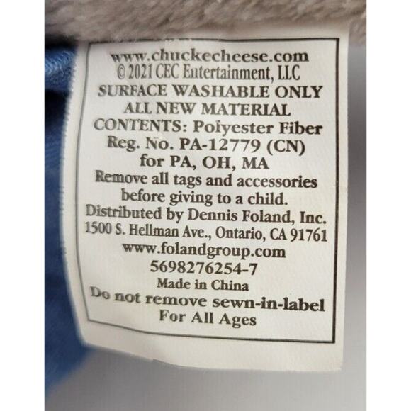 Chuck E Cheese Mouse Large Plush 27" Prize Stuffed Purple Shirt Jeans 2021 - Picture 6 of 6